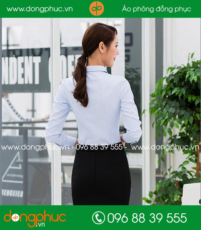  Đồng phục áo sơ mi màu xanh dương